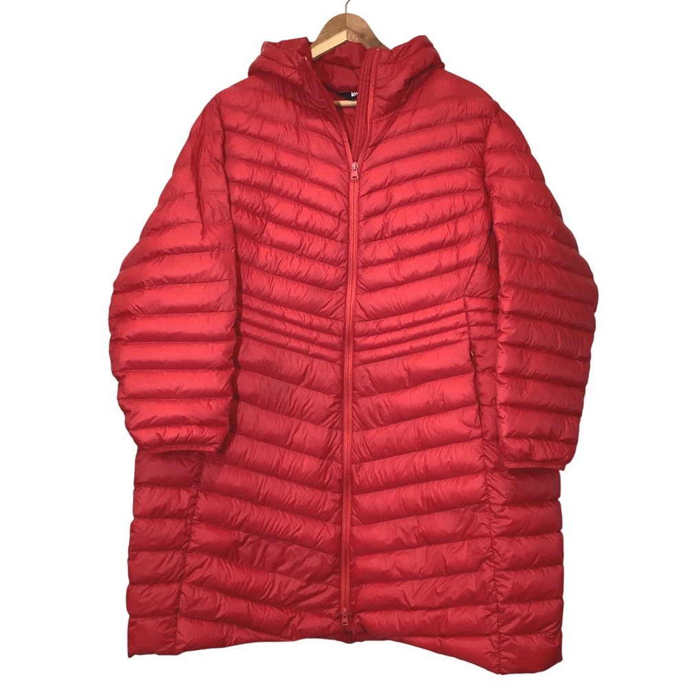 Lands End Red Down Puffer Coat Hooded Quilted Jacket - 2X Petite 20-22W